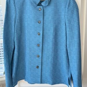 Elegant Blue Textured Women's Blazer